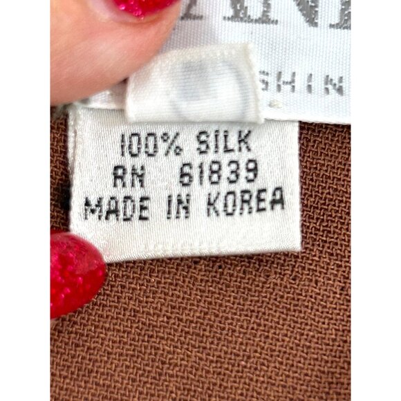 Saks Jandel Vtg Blazer 14 Silk Asian Style Animal Print Neutrals Shoulder Pads - Picture 6 of 16